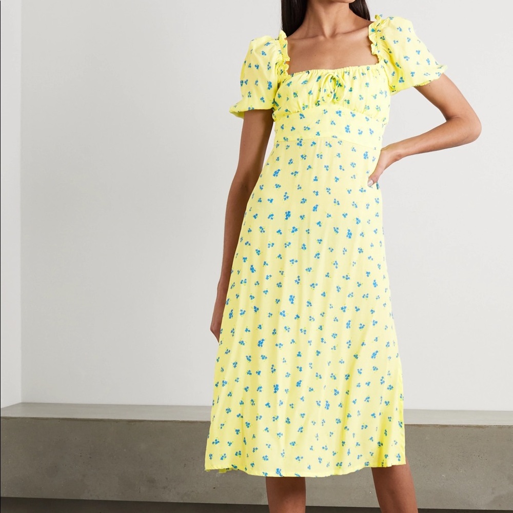 Bette Midi Dress Luda Floral Print - Lemon
